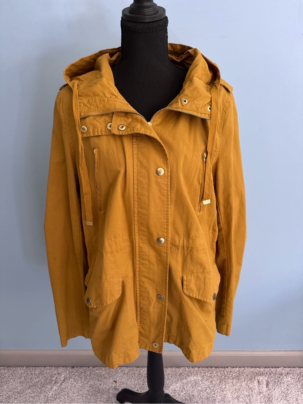 Women's Mustard Hooded Utility Jacket